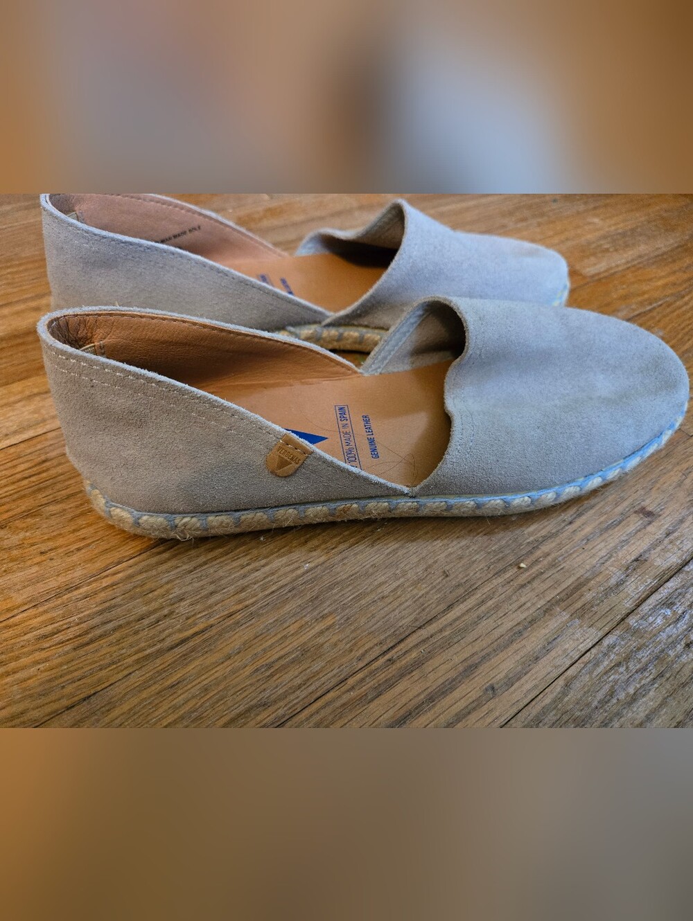 VERBENAS Suede Espadrille Slip-Ons in Light Gray Size 8.5 - Picture 3 of 9
